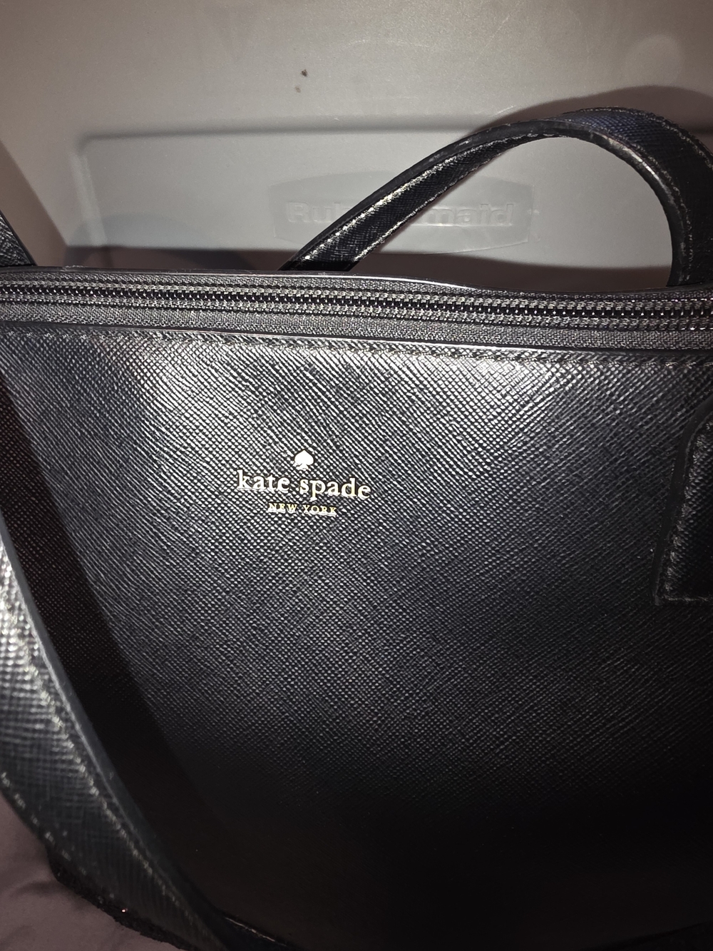 kate spade Navy Blue Saffiano Leather Tote with Gold Logo